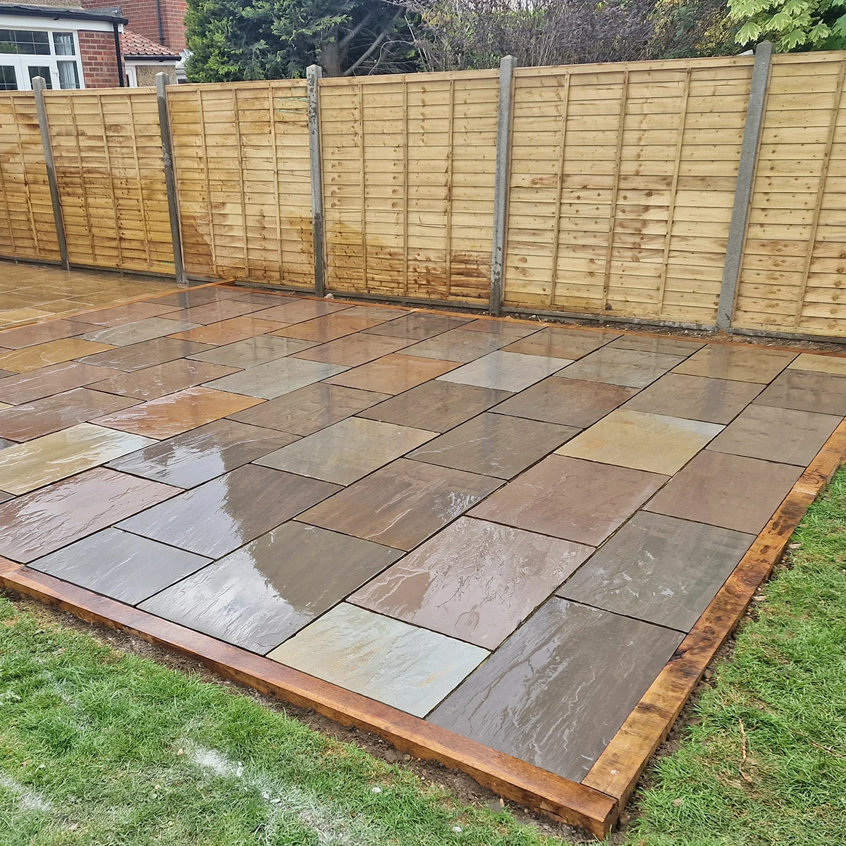 Autumn Brown Indian Sandstone Paving Slabs - Riven - 600x900 - 22mm